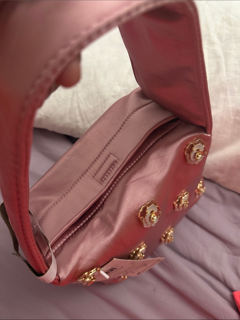 MOST WANTED USA Satin polyester pink bag with magnetic lock - Picture 5 of 10